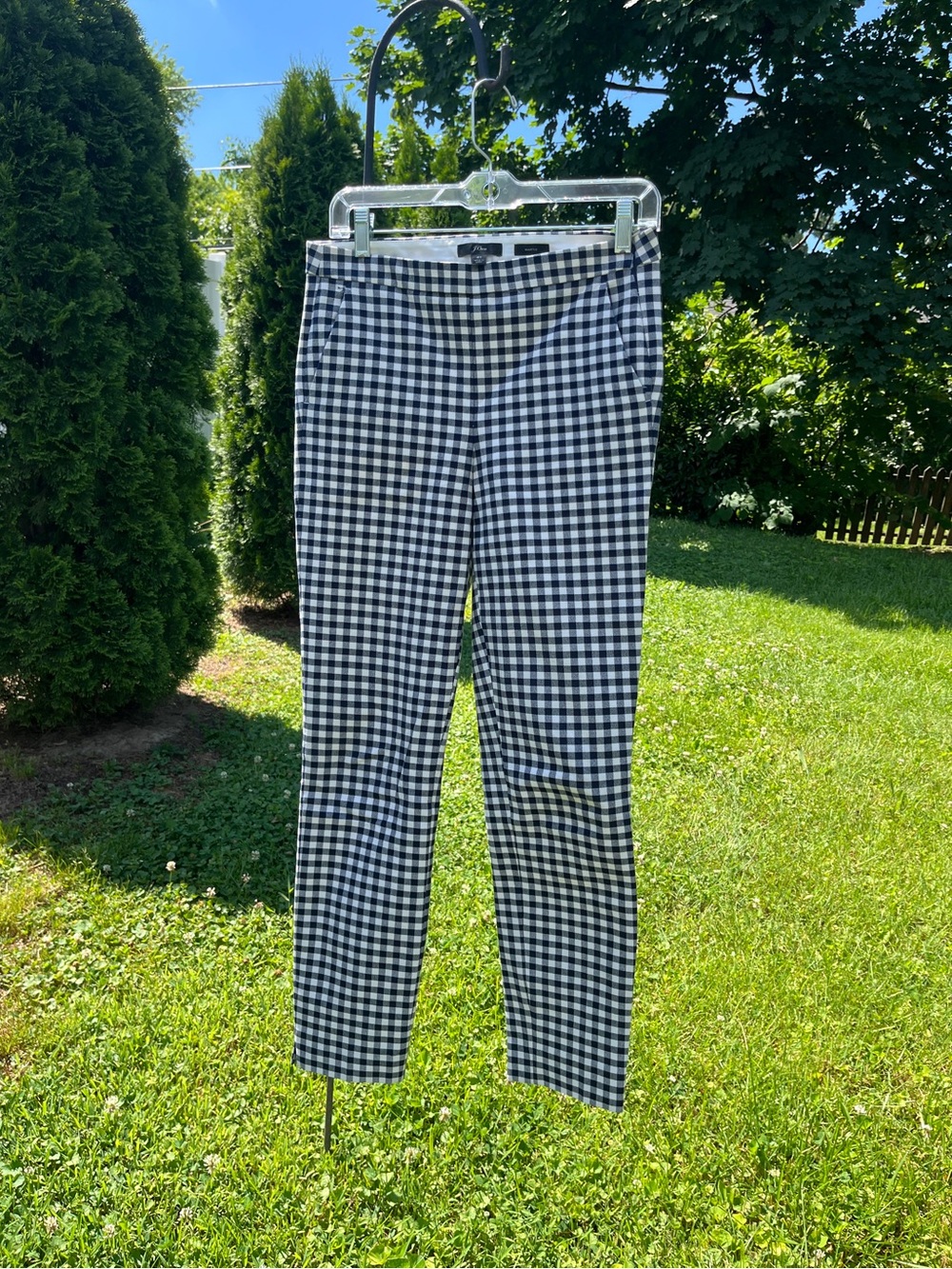 J. Crew Navy and White Gingham Martie pants